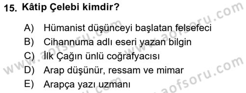 Akdeniz Uygarlıkları Sanatı Dersi 2016 - 2017 Yılı 3 Ders Sınav Soruları 15. Soru