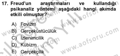 Akdeniz Uygarlıkları Sanatı Dersi 2016 - 2017 Yılı 3 Ders Sınav Soruları 17. Soru