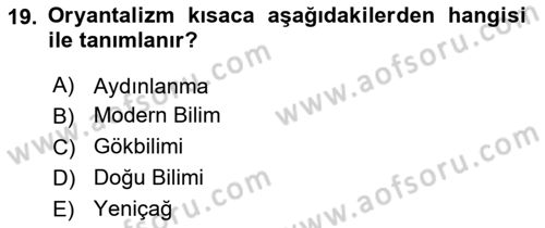 Akdeniz Uygarlıkları Sanatı Dersi 2016 - 2017 Yılı 3 Ders Sınav Soruları 19. Soru