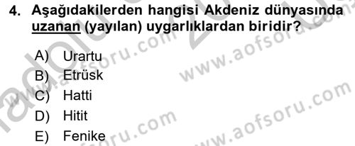 Akdeniz Uygarlıkları Sanatı Dersi 2016 - 2017 Yılı 3 Ders Sınav Soruları 4. Soru