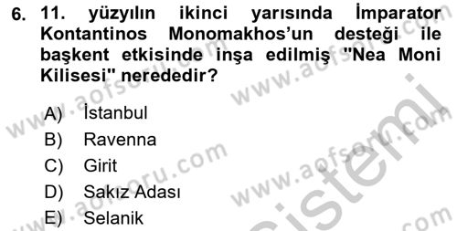Akdeniz Uygarlıkları Sanatı Dersi 2016 - 2017 Yılı 3 Ders Sınav Soruları 6. Soru