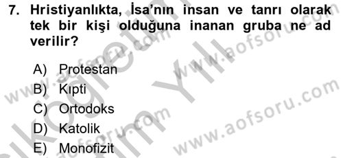 Akdeniz Uygarlıkları Sanatı Dersi 2016 - 2017 Yılı 3 Ders Sınav Soruları 7. Soru