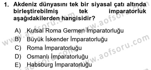 Akdeniz Uygarlıkları Sanatı Dersi Ara Sınavı Deneme Sınav Soruları 1. Soru