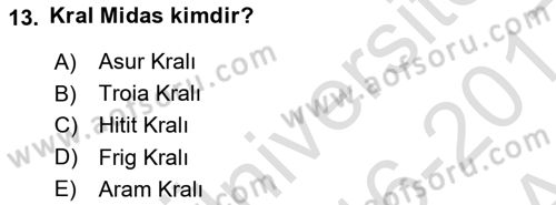 Akdeniz Uygarlıkları Sanatı Dersi Ara Sınavı Deneme Sınav Soruları 13. Soru