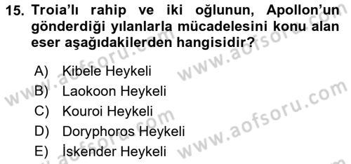 Akdeniz Uygarlıkları Sanatı Dersi Ara Sınavı Deneme Sınav Soruları 15. Soru