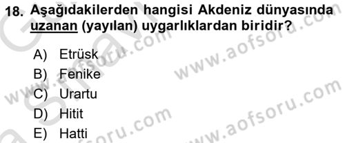 Akdeniz Uygarlıkları Sanatı Dersi 2016 - 2017 Yılı (Vize) Ara Sınav Soruları 18. Soru