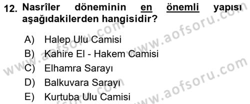 Akdeniz Uygarlıkları Sanatı Dersi 2016 - 2017 Yılı (Final) Dönem Sonu Sınav Soruları 12. Soru