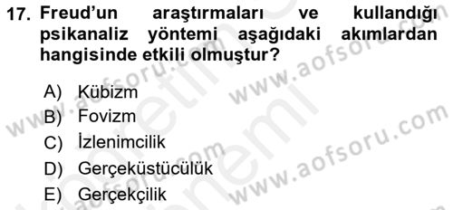 Akdeniz Uygarlıkları Sanatı Dersi 2016 - 2017 Yılı (Final) Dönem Sonu Sınav Soruları 17. Soru