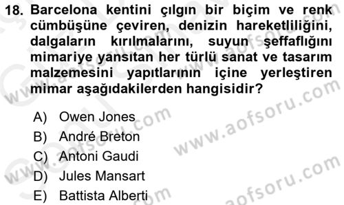 Akdeniz Uygarlıkları Sanatı Dersi 2016 - 2017 Yılı (Final) Dönem Sonu Sınav Soruları 18. Soru