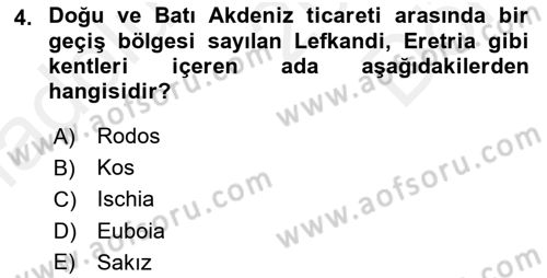 Akdeniz Uygarlıkları Sanatı Dersi 2016 - 2017 Yılı (Final) Dönem Sonu Sınav Soruları 4. Soru
