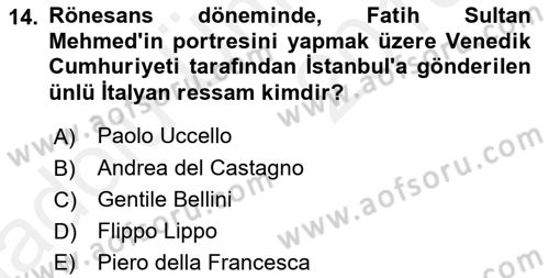 Akdeniz Uygarlıkları Sanatı Dersi 2017 - 2018 Yılı 3 Ders Sınav Soruları 14. Soru