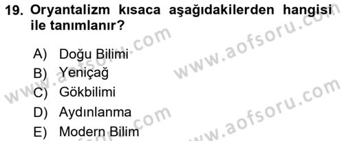 Akdeniz Uygarlıkları Sanatı Dersi 2017 - 2018 Yılı 3 Ders Sınav Soruları 19. Soru