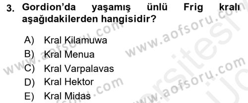 Akdeniz Uygarlıkları Sanatı Dersi 2017 - 2018 Yılı 3 Ders Sınav Soruları 3. Soru