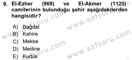 Akdeniz Uygarlıkları Sanatı Dersi 2017 - 2018 Yılı 3 Ders Sınav Soruları 9. Soru