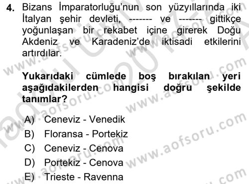 Akdeniz Uygarlıkları Sanatı Dersi 2017 - 2018 Yılı (Vize) Ara Sınavı 4. Soru