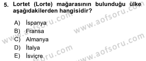 Akdeniz Uygarlıkları Sanatı Dersi 2017 - 2018 Yılı (Vize) Ara Sınavı 5. Soru