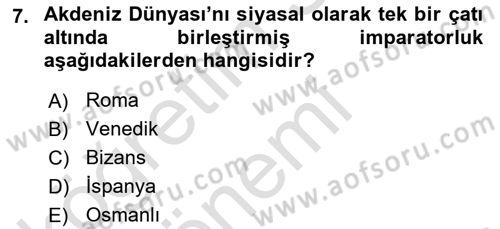 Akdeniz Uygarlıkları Sanatı Dersi 2017 - 2018 Yılı (Vize) Ara Sınavı 7. Soru