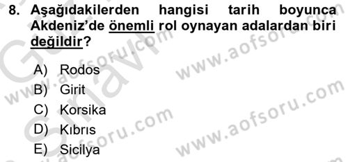 Akdeniz Uygarlıkları Sanatı Dersi 2017 - 2018 Yılı (Vize) Ara Sınavı 8. Soru