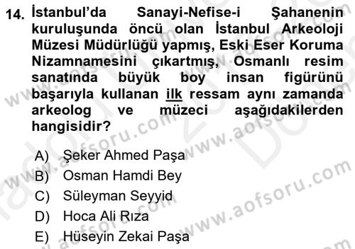 Akdeniz Uygarlıkları Sanatı Dersi 2017 - 2018 Yılı (Final) Dönem Sonu Sınav Soruları 14. Soru