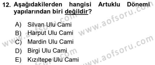 Akdeniz Uygarlıkları Sanatı Dersi 2018 - 2019 Yılı 3 Ders Sınav Soruları 12. Soru