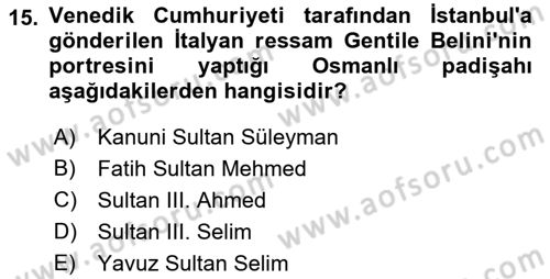 Akdeniz Uygarlıkları Sanatı Dersi 2018 - 2019 Yılı 3 Ders Sınav Soruları 15. Soru
