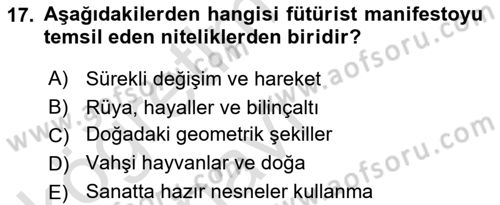 Akdeniz Uygarlıkları Sanatı Dersi 2018 - 2019 Yılı 3 Ders Sınav Soruları 17. Soru