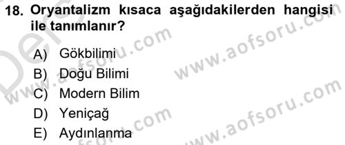 Akdeniz Uygarlıkları Sanatı Dersi 2018 - 2019 Yılı 3 Ders Sınav Soruları 18. Soru