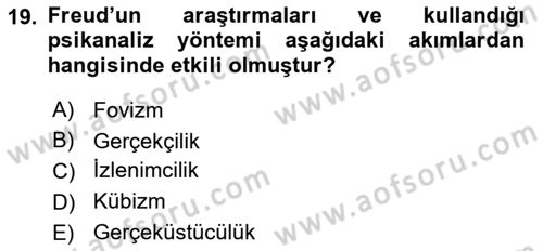 Akdeniz Uygarlıkları Sanatı Dersi 2018 - 2019 Yılı 3 Ders Sınav Soruları 19. Soru
