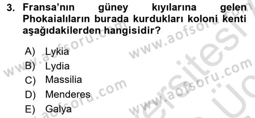 Akdeniz Uygarlıkları Sanatı Dersi 2018 - 2019 Yılı 3 Ders Sınav Soruları 3. Soru