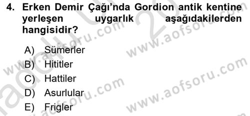 Akdeniz Uygarlıkları Sanatı Dersi 2018 - 2019 Yılı 3 Ders Sınav Soruları 4. Soru