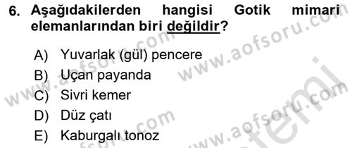 Akdeniz Uygarlıkları Sanatı Dersi 2018 - 2019 Yılı 3 Ders Sınav Soruları 6. Soru