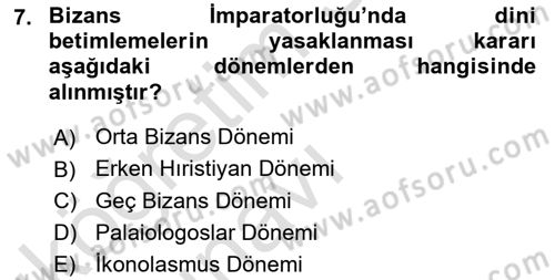 Akdeniz Uygarlıkları Sanatı Dersi 2018 - 2019 Yılı 3 Ders Sınav Soruları 7. Soru