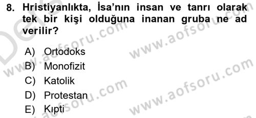 Akdeniz Uygarlıkları Sanatı Dersi 2018 - 2019 Yılı 3 Ders Sınav Soruları 8. Soru