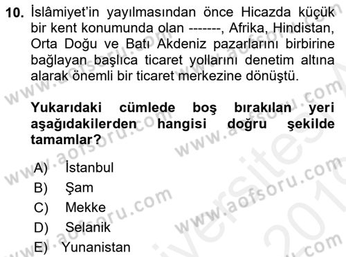Akdeniz Uygarlıkları Sanatı Dersi 2018 - 2019 Yılı (Final) Dönem Sonu Sınav Soruları 10. Soru