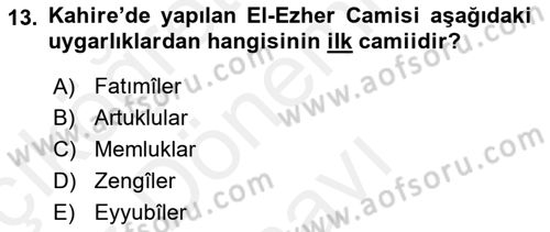 Akdeniz Uygarlıkları Sanatı Dersi 2018 - 2019 Yılı (Final) Dönem Sonu Sınav Soruları 13. Soru