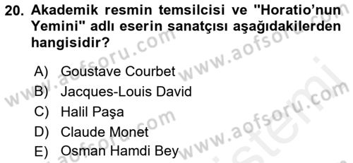 Akdeniz Uygarlıkları Sanatı Dersi 2018 - 2019 Yılı (Final) Dönem Sonu Sınav Soruları 20. Soru