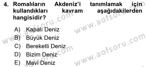 Akdeniz Uygarlıkları Sanatı Dersi 2018 - 2019 Yılı (Final) Dönem Sonu Sınav Soruları 4. Soru