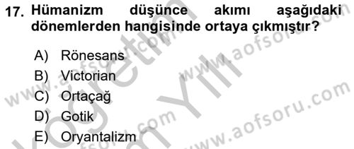 Akdeniz Uygarlıkları Sanatı Dersi 2018 - 2019 Yılı Yaz Okulu Sınav Soruları 17. Soru