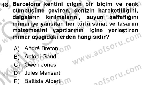 Akdeniz Uygarlıkları Sanatı Dersi 2018 - 2019 Yılı Yaz Okulu Sınav Soruları 18. Soru
