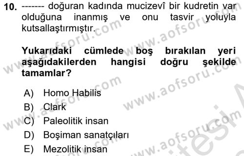 Akdeniz Uygarlıkları Sanatı Dersi Ara Sınavı Deneme Sınav Soruları 10. Soru