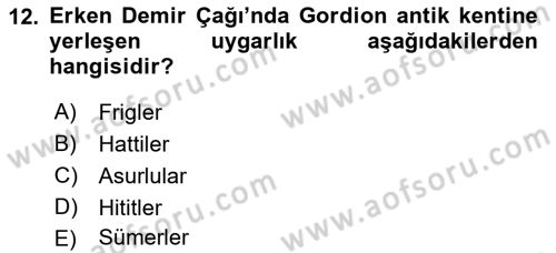 Akdeniz Uygarlıkları Sanatı Dersi 2019 - 2020 Yılı (Vize) Ara Sınav Soruları 12. Soru
