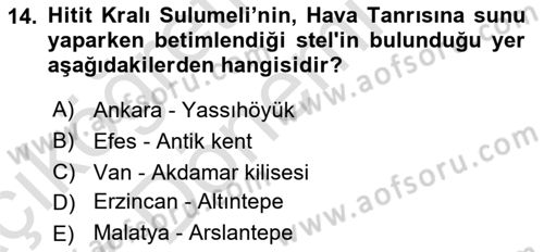Akdeniz Uygarlıkları Sanatı Dersi 2019 - 2020 Yılı (Vize) Ara Sınav Soruları 14. Soru