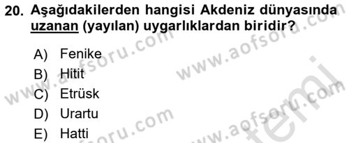 Akdeniz Uygarlıkları Sanatı Dersi 2019 - 2020 Yılı (Vize) Ara Sınav Soruları 20. Soru