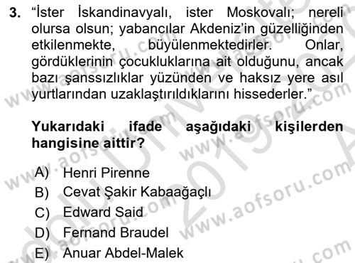 Akdeniz Uygarlıkları Sanatı Dersi Ara Sınavı Deneme Sınav Soruları 3. Soru