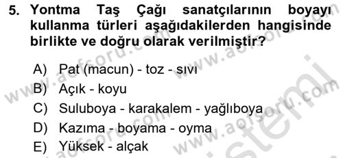 Akdeniz Uygarlıkları Sanatı Dersi Ara Sınavı Deneme Sınav Soruları 5. Soru