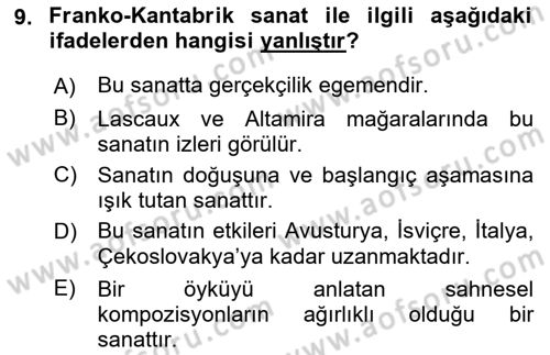 Akdeniz Uygarlıkları Sanatı Dersi 2019 - 2020 Yılı (Vize) Ara Sınav Soruları 9. Soru