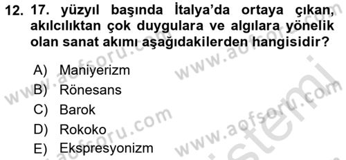 Akdeniz Uygarlıkları Sanatı Dersi 2019 - 2020 Yılı (Final) Dönem Sonu Sınavı 12. Soru