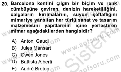 Akdeniz Uygarlıkları Sanatı Dersi 2019 - 2020 Yılı (Final) Dönem Sonu Sınavı 20. Soru