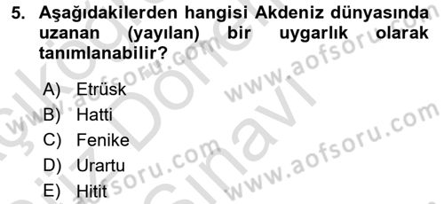 Akdeniz Uygarlıkları Sanatı Dersi 2019 - 2020 Yılı (Final) Dönem Sonu Sınavı 5. Soru