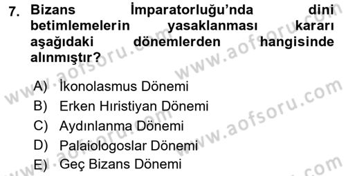 Akdeniz Uygarlıkları Sanatı Dersi 2019 - 2020 Yılı (Final) Dönem Sonu Sınavı 7. Soru